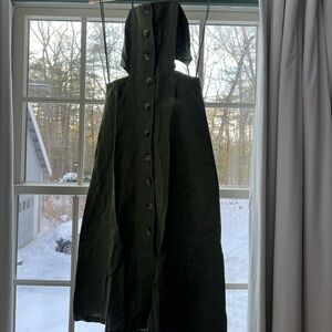 Green linen cutout midi dress